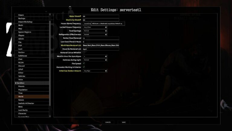 When does the electricity shut off in Project Zomboid? Server Settings