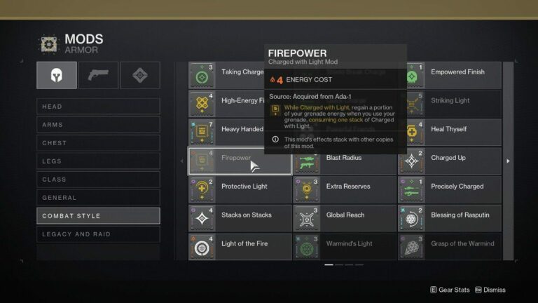 Destiny 2 Firepower Mod - Mod List.