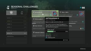 Destiny 2 powerful Cabal farm - Antiquarian VI objective.