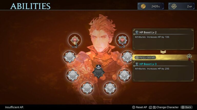 a red-tinted menu with the word