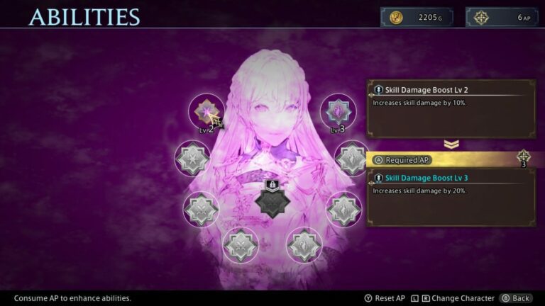 a purple tinted menu screen with a slightly anime image of a young woman with long hair in the middle. she