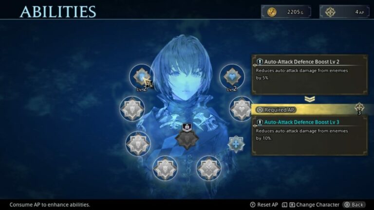 a blue tinted menu screen with a head and shoulders image of a young woman with short, dark hair in the middle. she