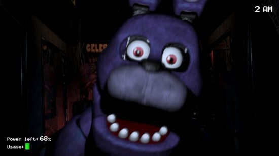 Captura de tela de um jumpscare de Five Nights at Freddys para o guia de terror Digimon Survive 