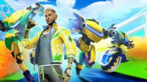Neymar JR pronto para atacar no jogo para celular Mech Arena