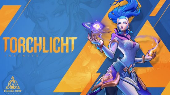 Torchlight: Infinite build - Frostfire Gemma com o cabelo fluindo atrás dela e um orbe de energia na mão