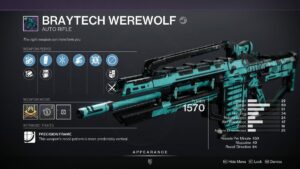 Destiny 2 Braytech Werewolf god roll - Braytech Werewolf weapon in inventory.