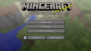 The start menu screen of Eaglercraft with singleplayer and multiplayer options.