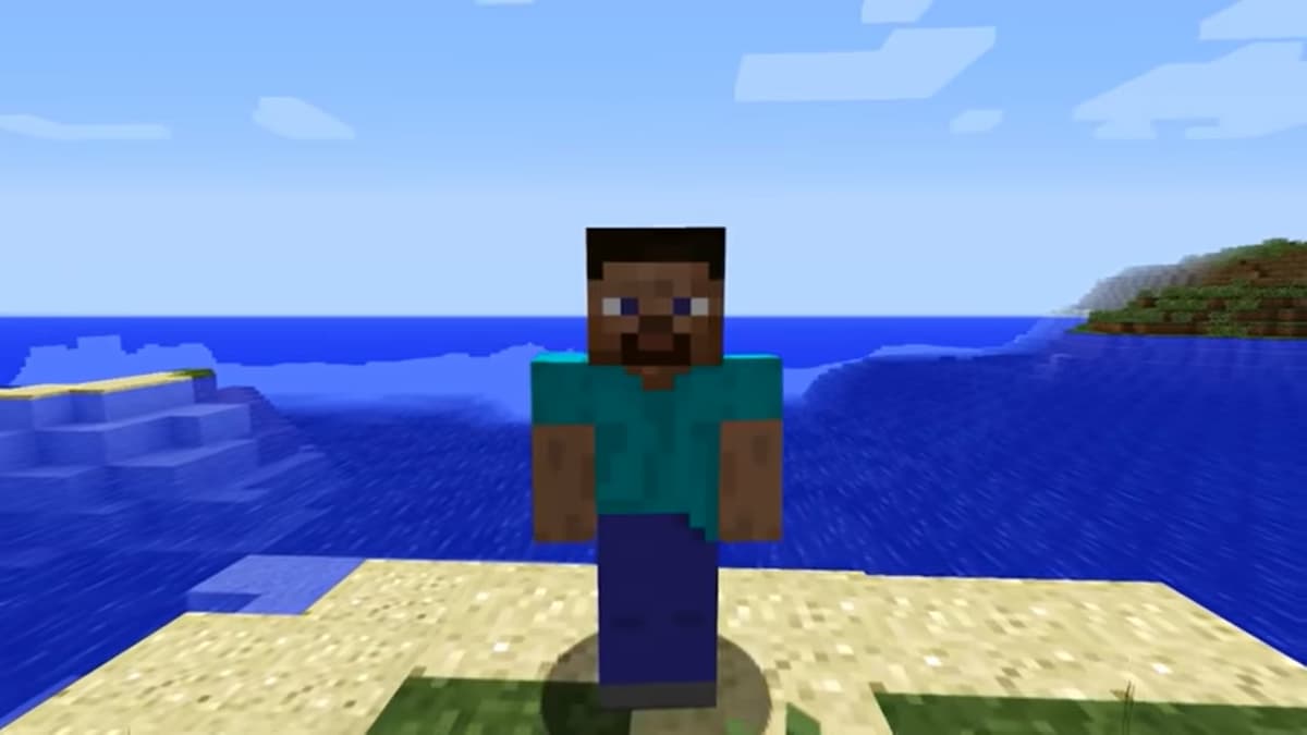 Steve no trailer original do Minecraft