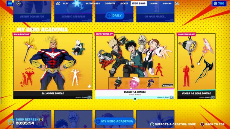 Fortnite x My Hero Academia! bundles