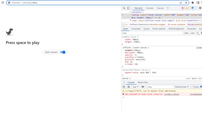 Inspecting the Chrome Dino Game