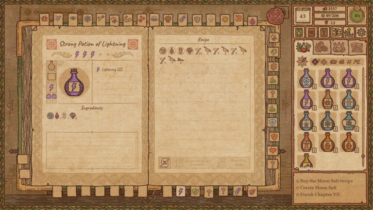 Potion Craft - Recipe for Potion of Lightning.
