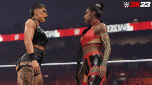 Rhea Ripley and bianca Belair WWE2K23