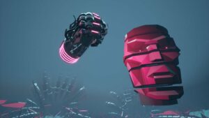 A floating robotic head and hand