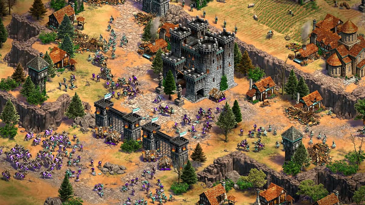 Army of Soldiers in a town in Age of Empires II