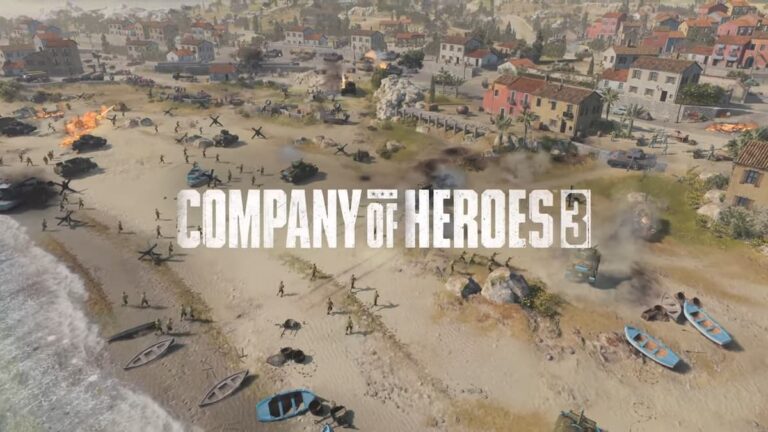 Image of warfare with Company of Heroes 3 Logo in the middle.