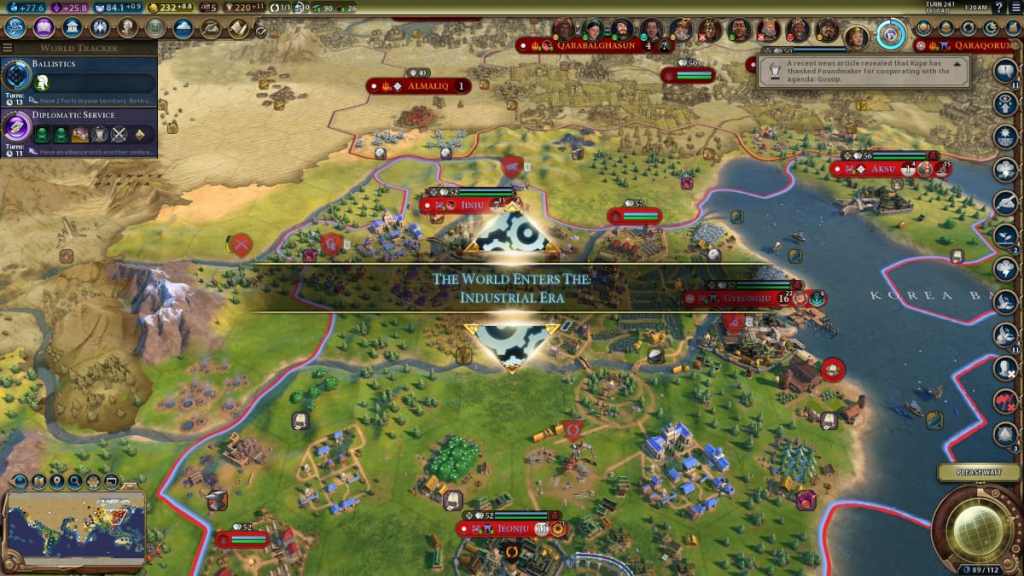 Um mapa de Civilization VI banhado em leitura de luz dourada