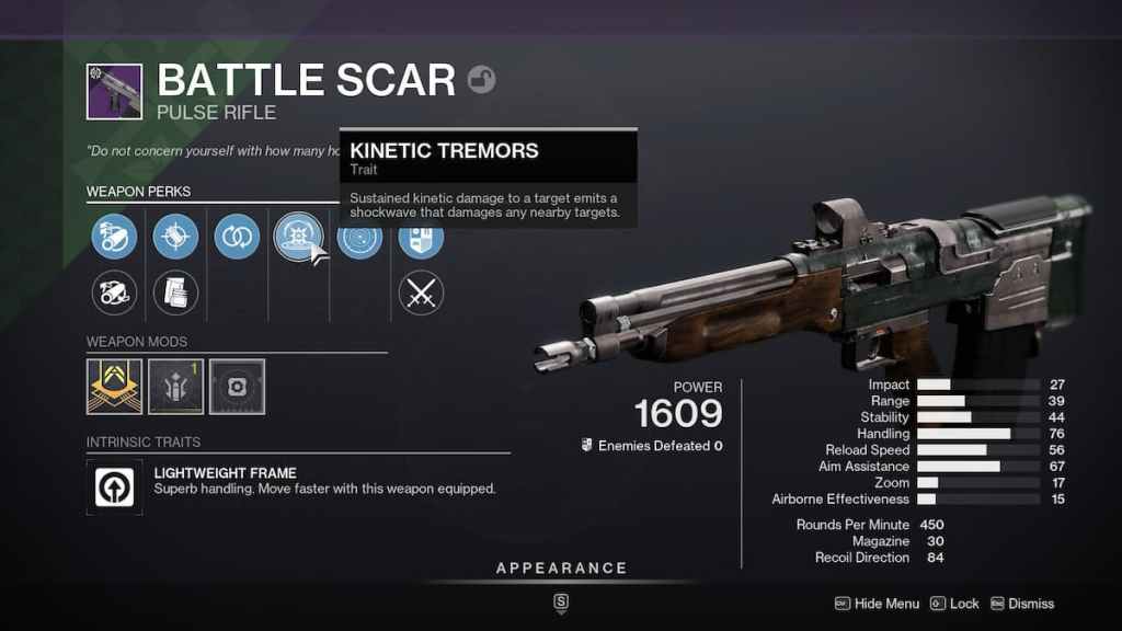 O que o Kinetic Tremors Perk faz em Destiny 2 Lightfall? Tremores cinéticos no rifle de pulso.