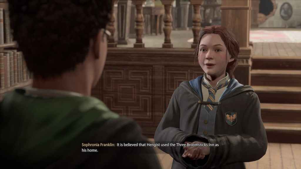 Quem fundou a vila de Hogsmede? - Legado de Hogwarts - Sophronia fazendo pergunta.