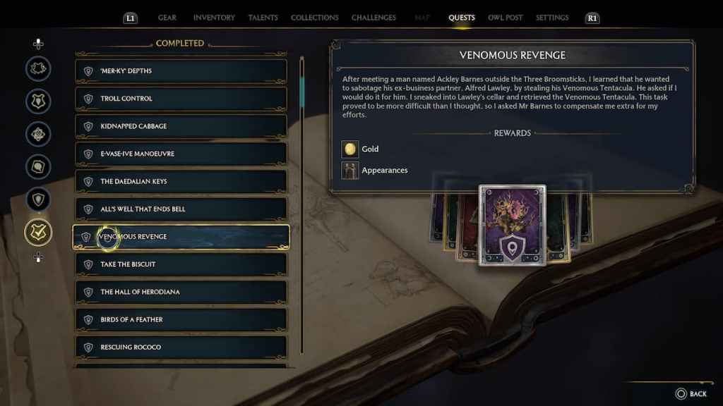 Você deveria ajudar Ackley Barnes em Hogwarts Legacy? busca no Guia de Campo.