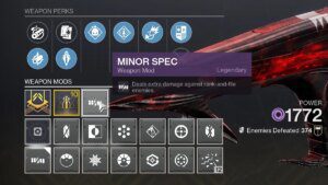 Destiny 2 Lightfall: How to Get Weapon Mods - minor spec on weapon.