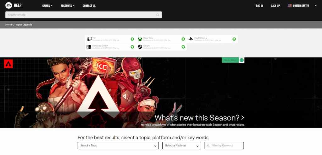 site do servidor ea