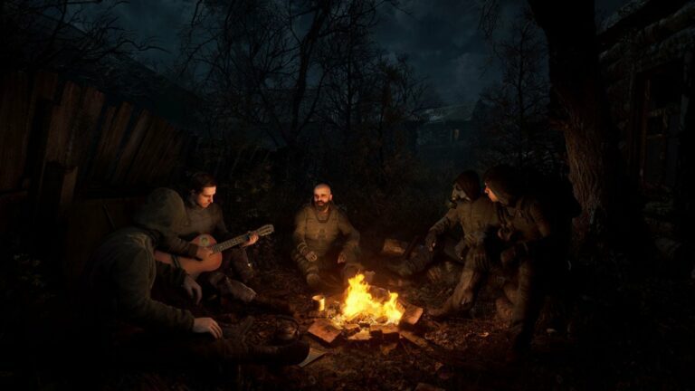 Stalker 2 Heart Of Chornobyl Characters Around Campfire Image