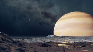 Starfield On Planet Overlooking Moon Image
