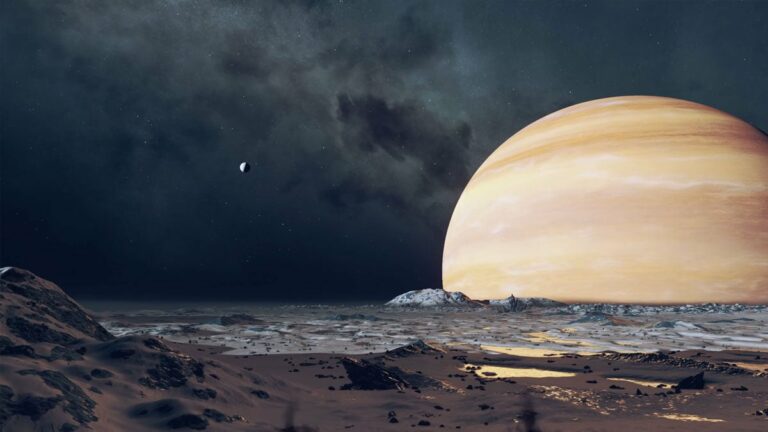 Starfield On Planet Overlooking Moon Image