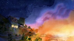 Dordogne Painting Sunset Image