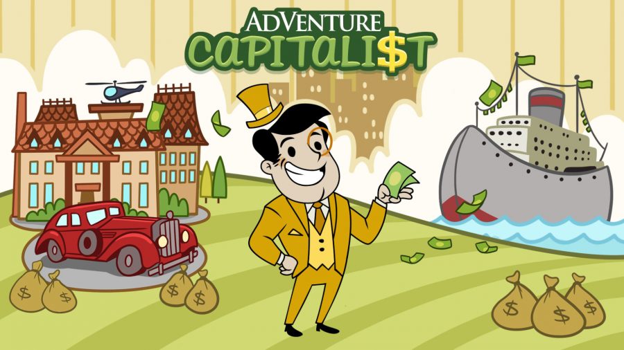 casual-games-aventura-capitalista Arte da capa de AdVenture Capitalist, um dos melhores jogos de magnatas casuais para dispositivos móveis