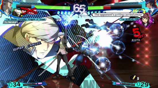 Persona games Persona 4 Arena Ultimax tela de luta entre dois personagens