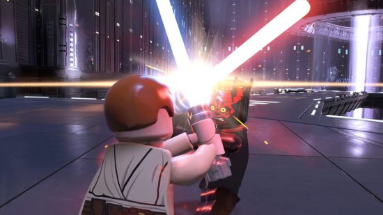 star-wars-jogos-lego-star-wars-skywalker-saga Captura de tela da batalha de Darth Maul do guia de jogos Lego Star Wars: The Skywalker Saga for Star Wars