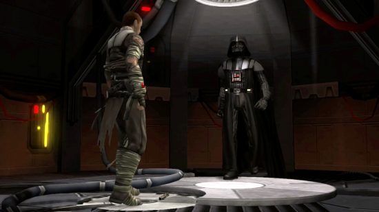 star-wars-jogos-a-força-desencadeada Captura de tela de Darth Vader e Starkiller no guia de jogos The Force Unleashed for Star Wars