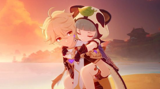 genshin-impacto-sayu-2 Genshin Impact Sayu tirando uma soneca enquanto pega carona de Aether