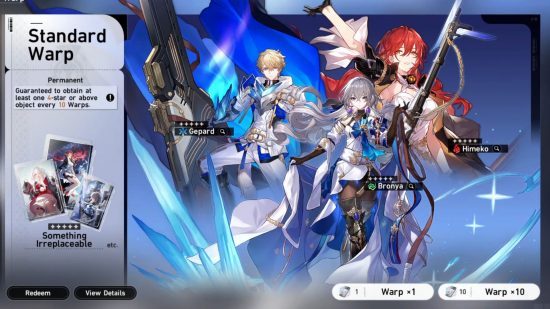 Banner Honkai Star Rail - o banner Standard Warp mostrando vários dos personagens que você pode obter