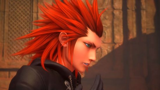 Kingdom Hearts Axel estendendo a mão em direção ao rosto