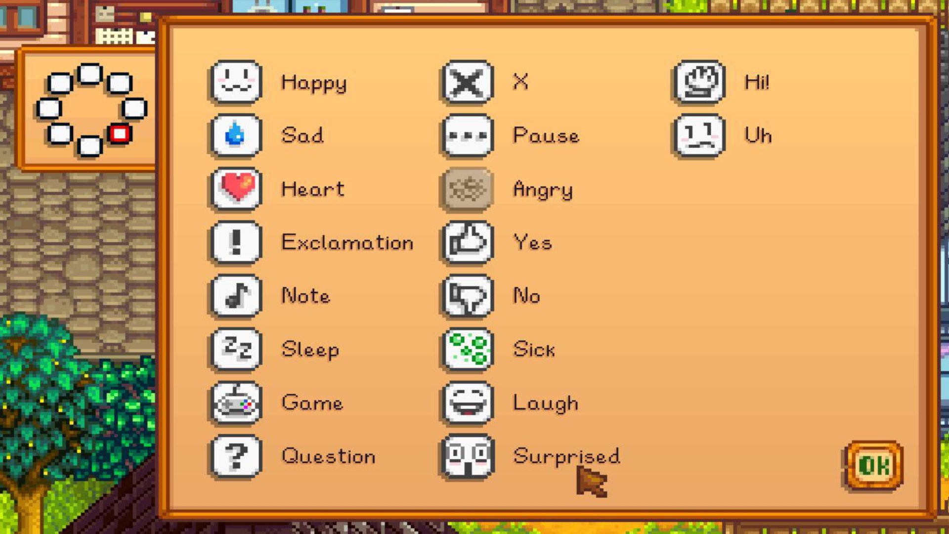 Stardew Valley coop guia 5 Uma lista de emotes de Stardew Valley