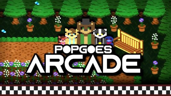 FNAF Fan games: A tela de abertura do Popgoes Arcade, um RPG de pixel ambientado em uma floresta.