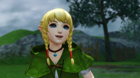 Melhores personagens não binários da Nintendo: Linkle.  A imagem mostra Linkle sorrindo em um campo.