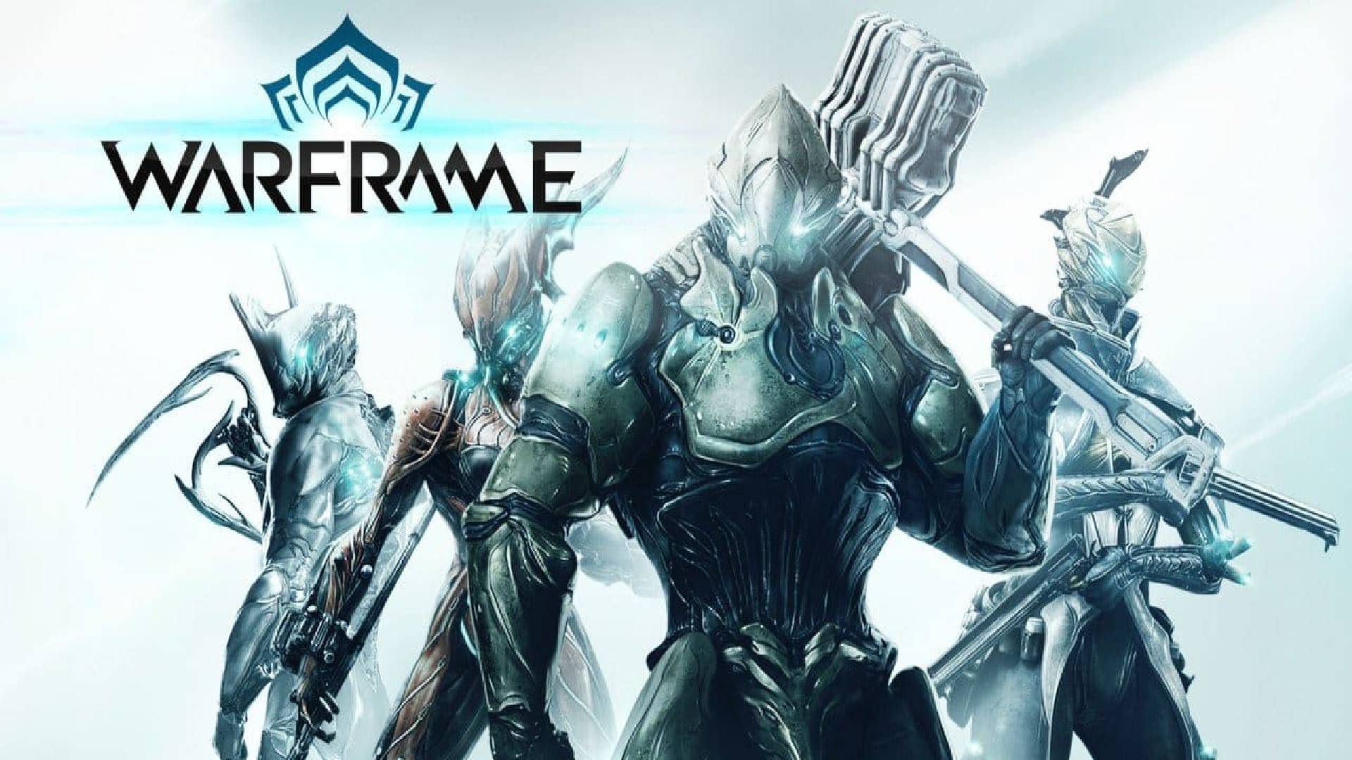 Os personagens de Warframe são mostrados segurando várias armas olhando para frente