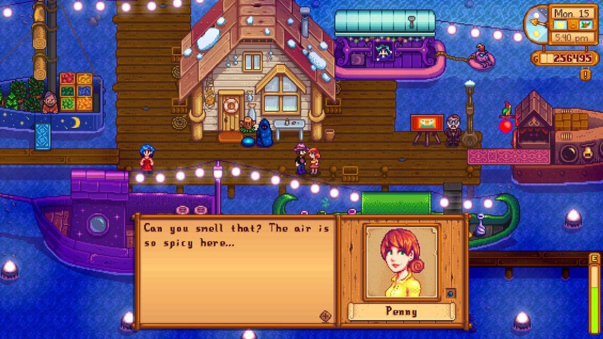 Penny de Stardew Valley perguntando sobre o ar