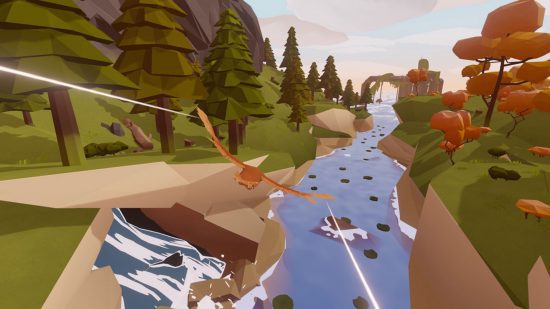 jogos de pássaros Pena: um pássaro voando sobre um rio