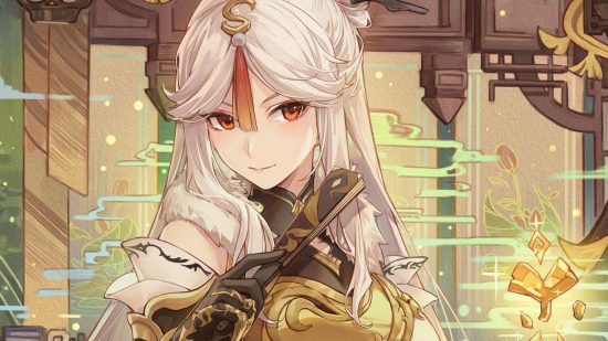 genshin-impacto-ningguang-3 Genshin Impact Ningguang com um leque na mão