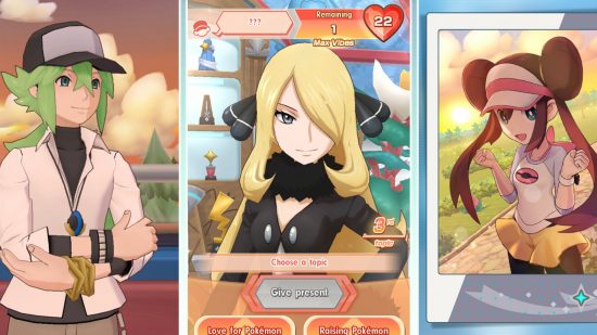 jogos grátis de Pokémon Pokémon Masters EX jogos gratuitos de Pokémon: três personagens de Pokemon Masters EX