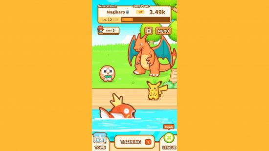 jogos Pokémon grátis Pokemon Magikarp Jump jogos gratuitos de Pokémon: um Charizard observando outros animais em Pokemon Magikarp Jump