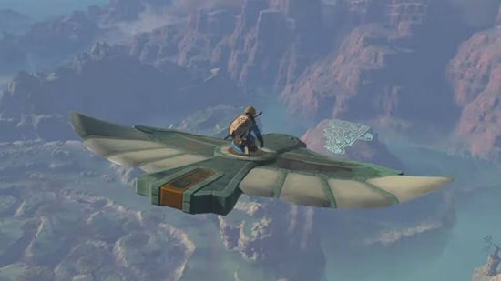 jogos voadores-zelda-totk Captura de tela do uso de um planador como um avião em Zelda: TotK para guia de jogos de avião