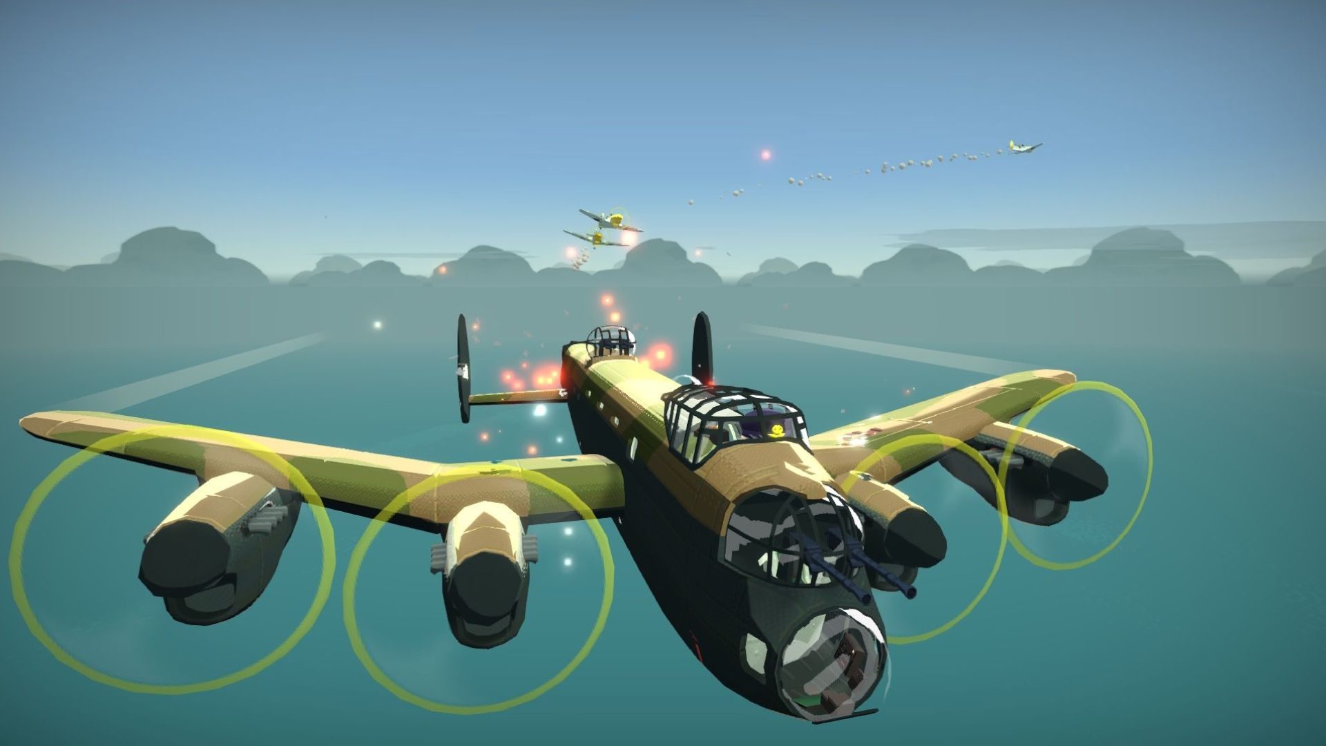 tripulação de bombardeiros de jogos de avião Captura de tela de um avião bombardeiro flutuando no céu em Bomber Crew para a lista de jogos de avião