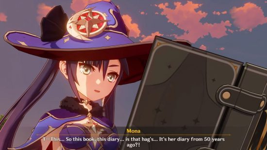 Genshin Impacto Hexenzirkel Barbeloth Genshin Impact Hexenzirkel Barbeloth: Mona encontrando um velho diário