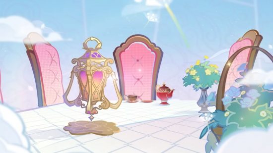 Bule de chá Genshin Impact Hexenzirkel Bule Genshin Impact Hexenzirkel com dois pires e uma xícara