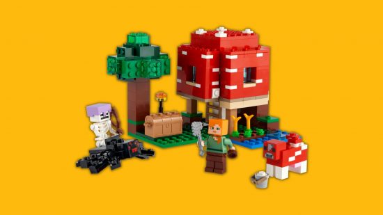 Casa de cogumelo Minecraft Lego Casa de cogumelo Minecraft Lego com monstros e humanos